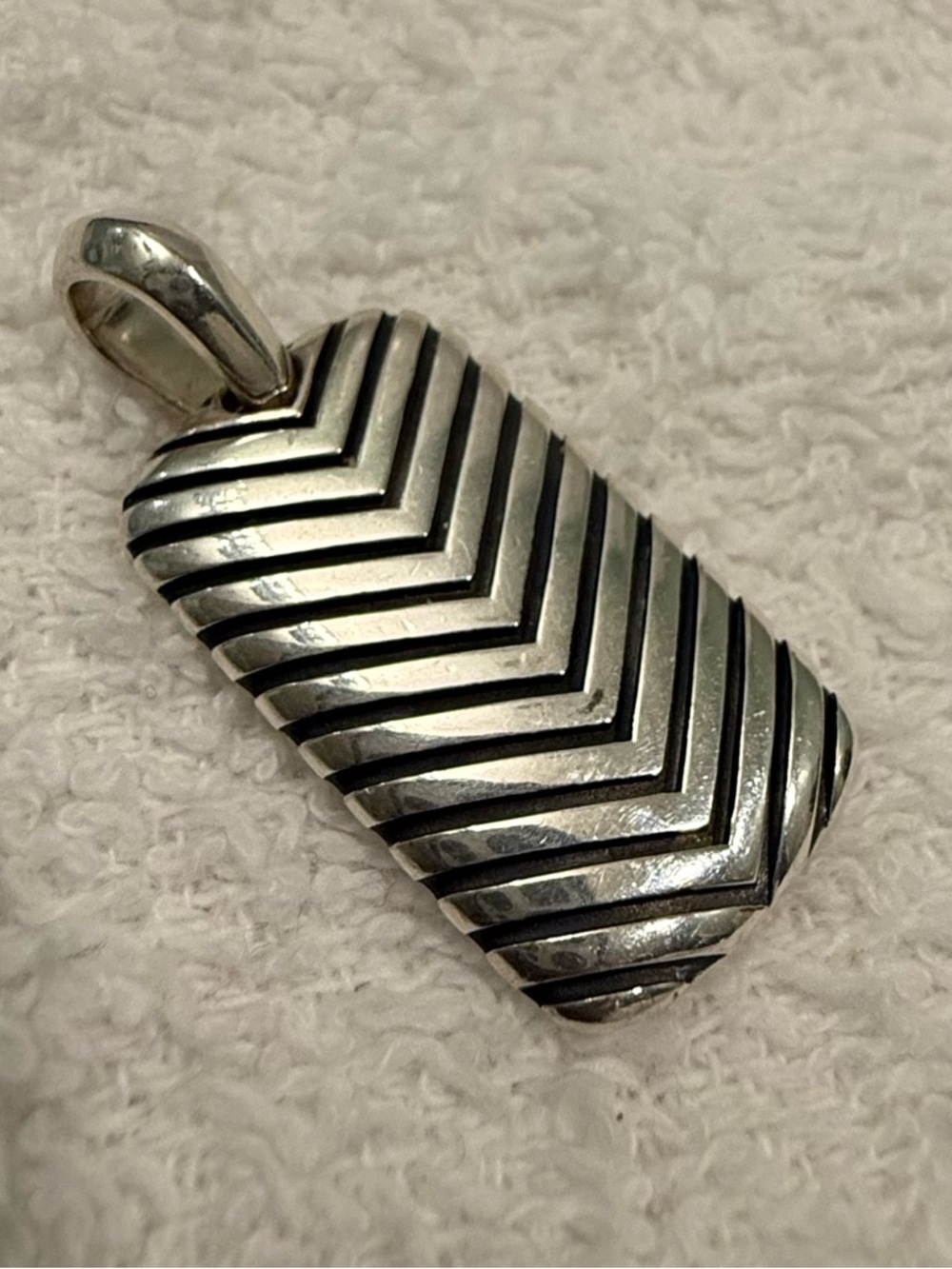 David Yurman Chevron Tag 
Sterling Silver, 27mm